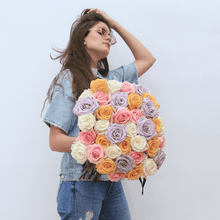 Load image into Gallery viewer, white lavender pink and orange roses 
